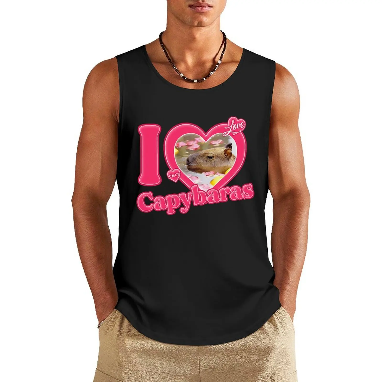 

i love capybaras Tank Top Vest for boy t-shirt for men Body man T-shirt sports