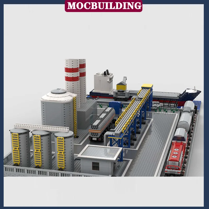 City Train Chemical Plant Model Building Block Assembly MOC Town Ship Building Puzzle Collection Series Toys