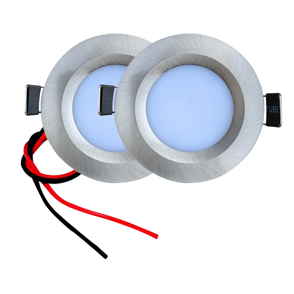 

2x Dimmable 3W Slim LED Cabinet Light 12V DC Recessed Downlight 55mm Undercabinet Bulb for RV Camper Cupboard Mini Solar Powered