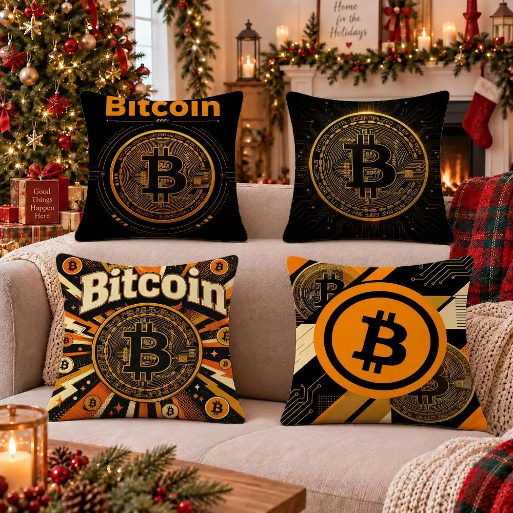 Brand Bitcoin Cushion Cover Cushion Cover Soft Plush Cushion Covers Fluffy Throw Pillow Cases for Sofa Bedroom