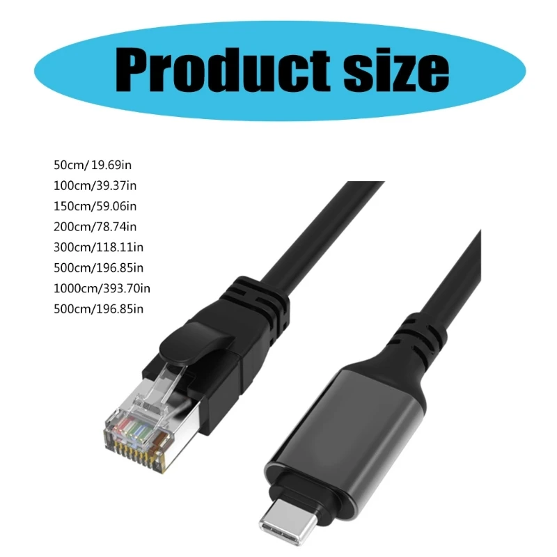 노트북용 USB C RJ45 이더넷 변환기 케이블 FTDI 네트워킹 칩 1000Mbps