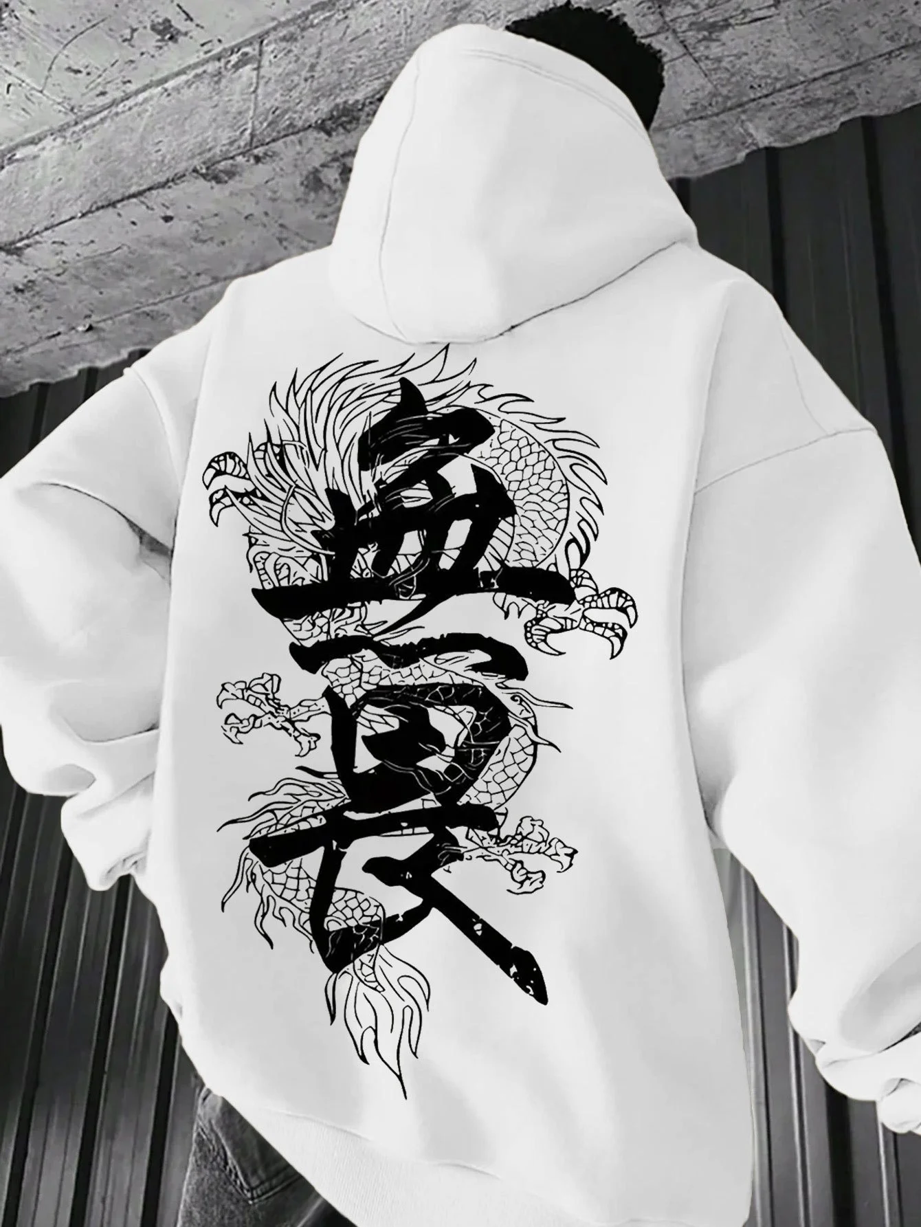 Autumn Winter Letter Print Fashion Trend Men Hooded Sweatshirt Daily Outdoor Sports Loose All Build Leisure Warm Street Style
