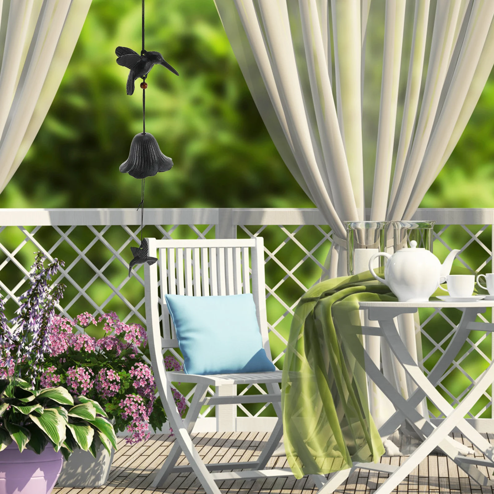 

1pc Retro Hummingbird Wind Chime Hanging Decor Iron Bells Durable Vintage Door Bell For Garden Balcony Yard Decorative Pendant