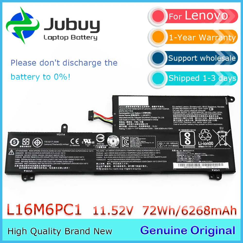 L16M6PC1 11.52V 72Wh Original Laptop Battery for Lenovo Yoga 720-15 720-15IKB 80X7 L16C6PC1 L16L6PC1 3ICP4/43/110-2