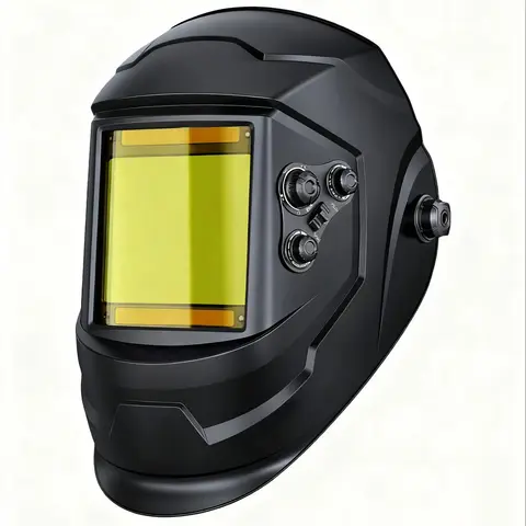 Large view 10 cm x 9.3 cm true color automatic darkening welding helmet with light, solar welding hood,4 arc sensors wide lampsh