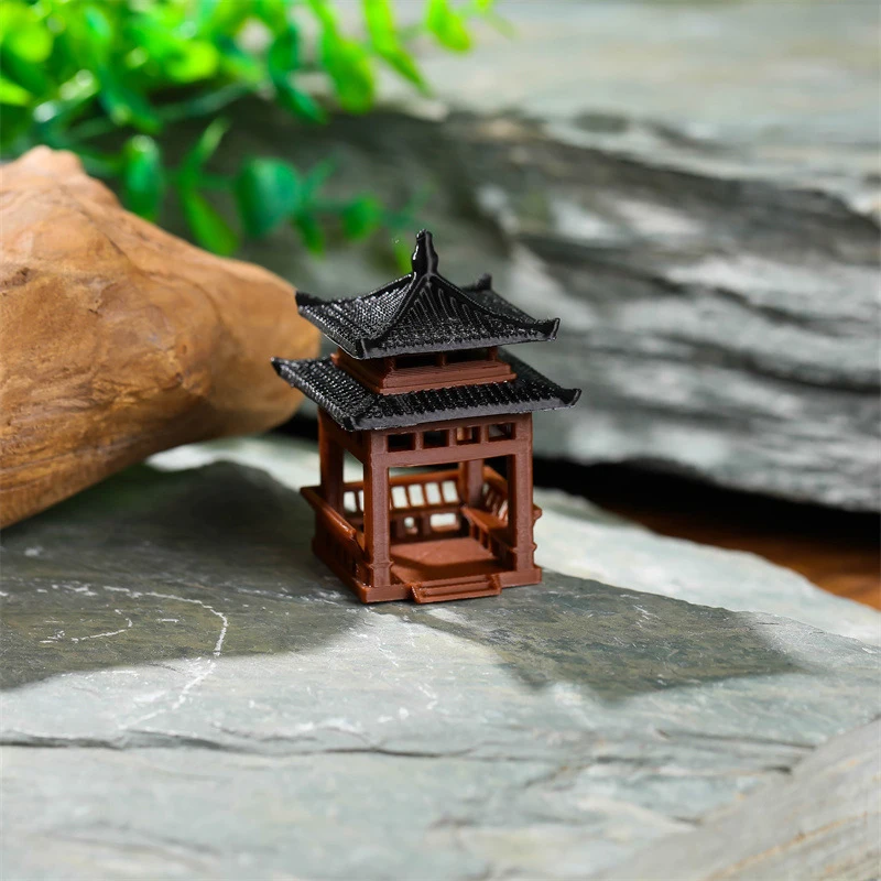 3 سنتيمتر 4 سنتيمتر معبد صغير تمثال مصغرة معبد بونساي أكشاك المشهد الصغير سداسية جناح تمثال جناح صغير حلية #5