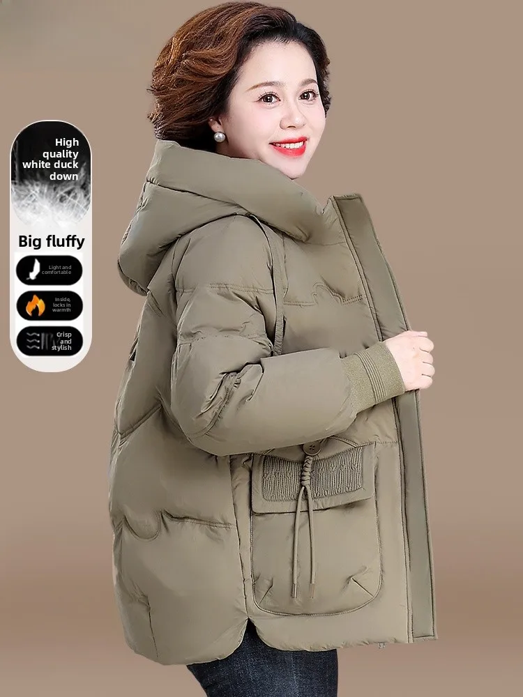 

Thiened down Jaet Winter Clothes for Middle-Aged Mothers Warm Cotton Coat Faionable Loose Sle Polyester Fiber