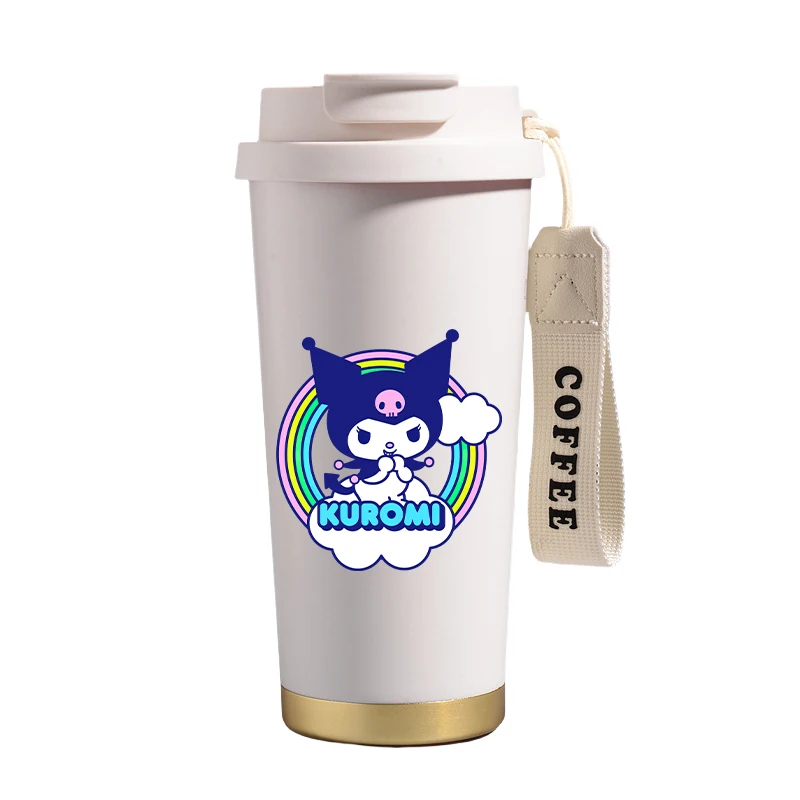 Y2k 500 мл Kawaii Kuromi My Melody, белая кофейная кружка, аниме, автомобильная изолированная бутылка для воды, портативная большая вместительная мультяшная чашка, подарки