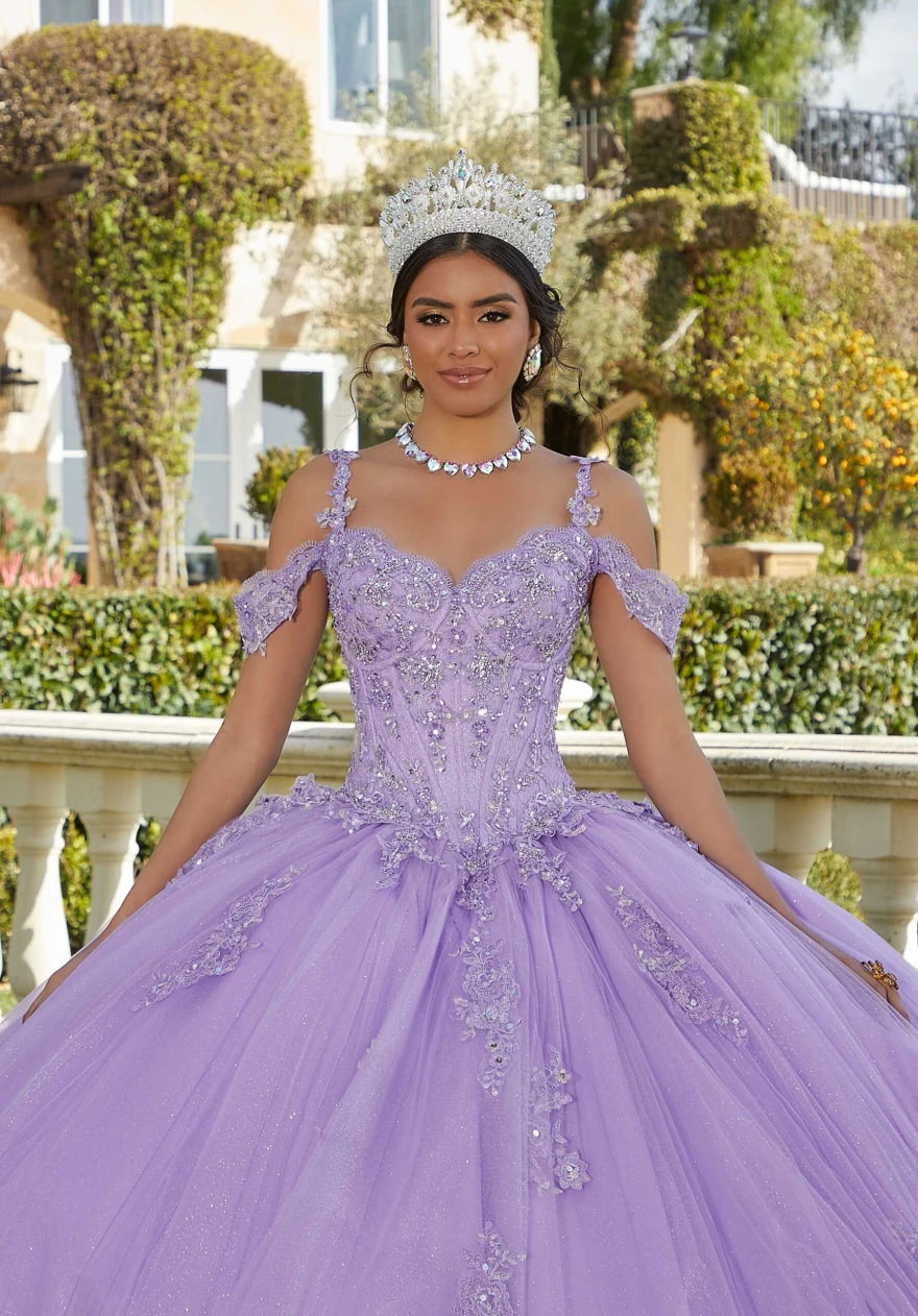 LorstudBlue-Robes de Quinceanera en dentelle avec appliques, perles chérie, bretelles spaghetti, boule, quelle que soit la robe éducative de 15 ans, 2024, YQD124