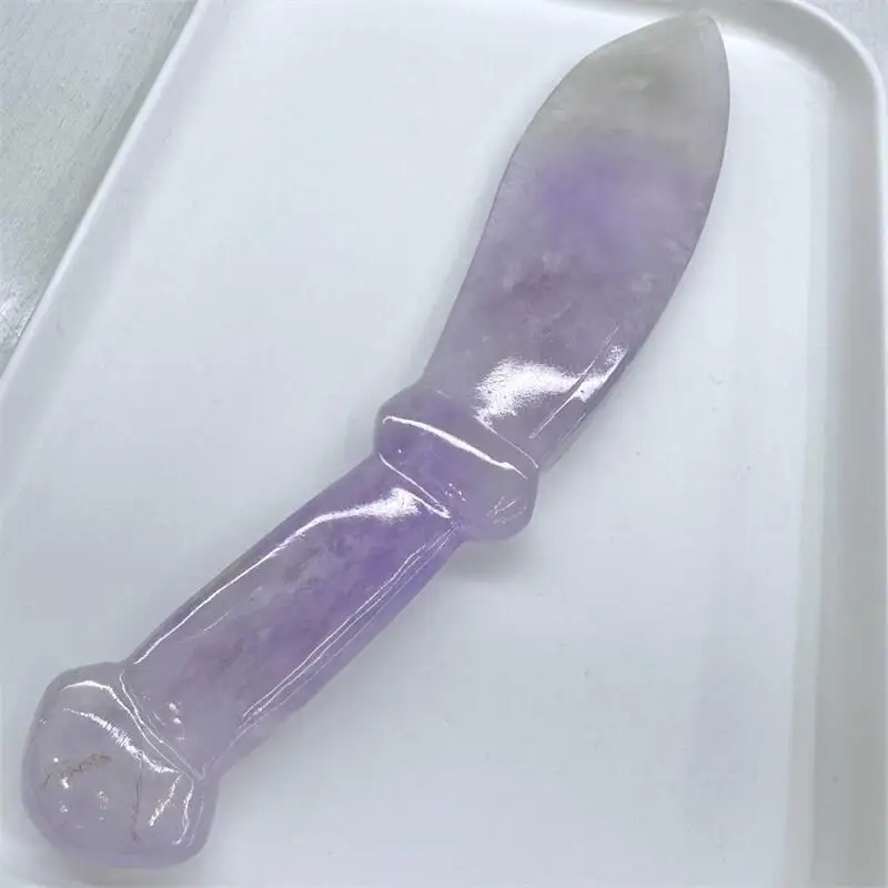 Natural Brazilian Amethyst Scimitar Carving Figurine Gift Small Healing Crystal Gemstone Carved Sculpture Collection 1pcs