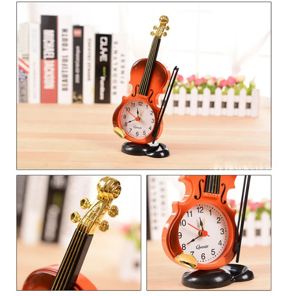 

2 Pcs Violin Alarm Clock Non-ticking for Students Bedside Easy to Set -free