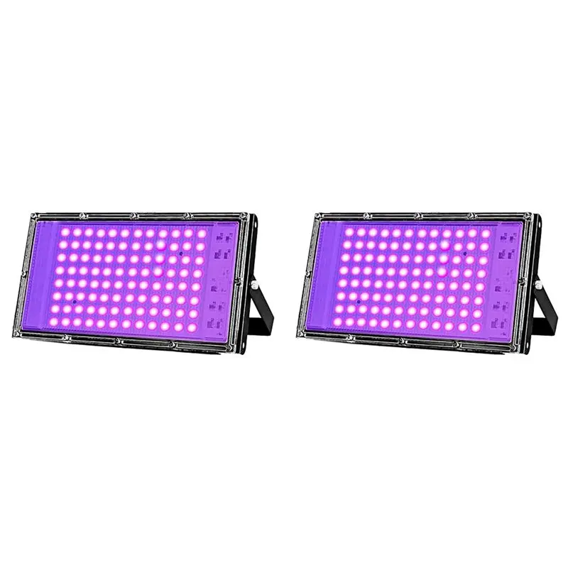 ABVG-2X Led Uv Floodlight 100W 395Nm Lights Germicidal Lamp Curing Outdoor Light Ultraviolet Plug Lamps EU Plug