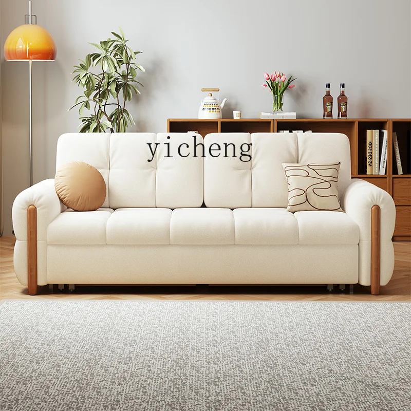 

H3-19 French medieval cream wind solid wood sofa bed folding dual-purpose new telescopic bed