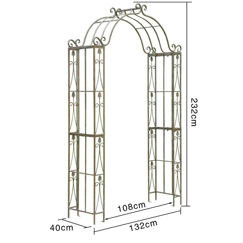 European style old outdoor wrought iron arch flower stand courtyard arched plant bracket outdoor garden climbing vine