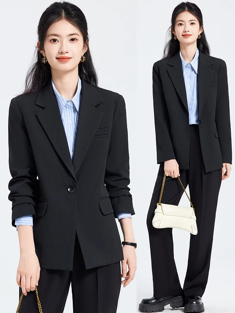 

Женский деловой костюм-двойка весна-осень 2026: Новинка, маленький размер, для офиса, собеседований, официальных мероприятий, профессиональная верхняя одежда