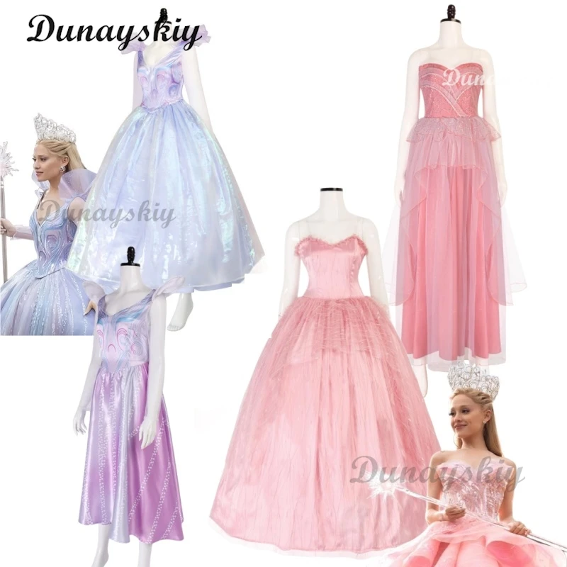 

Movie Wicked Glinda Cosplay Costume Witch Women Purple Dress Princess Skirt Wedding Uniform Masquerade Carnival Clothes Outfit