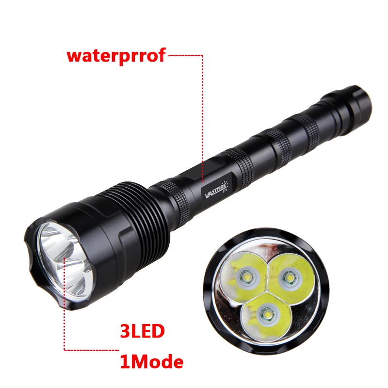 10000Lumens 3xled Green/Red/White LED Flashlight 1 Mode Tactical Hunting Light+Rail Mount+Remote Switch+3*18650+USB Charger