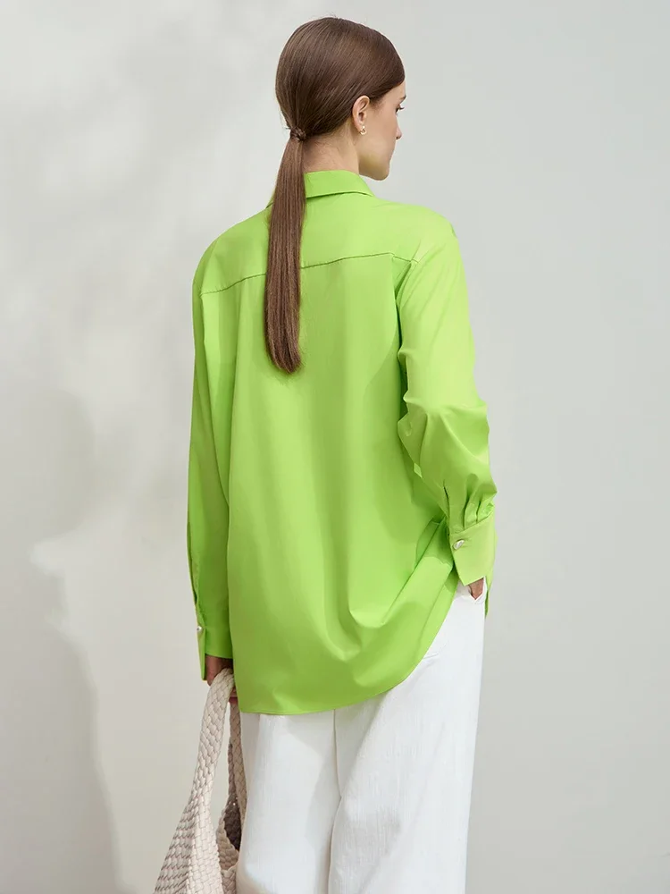 AMII Minimalist Solid Blouse For Women 2025 Spring New Office Lady Versatile Shirt Turn Durn Collar Covered Button Tops 12541105