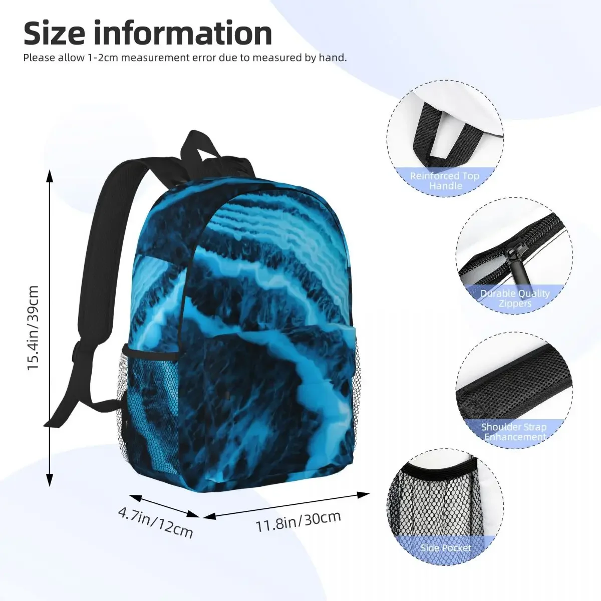 Mochilas de ágata azul para niños y niñas, mochilas escolares de moda para niños, mochila para ordenador portátil, bolso de hombro de gran capacidad