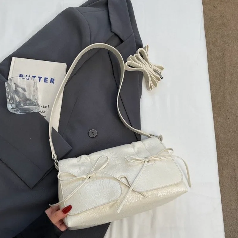 

Pu Solid Casual Shoulder Bags Bow Stylish Design Hot Trendy 2025 Hot Sale Bags for Women Retro High Quality Crossbody Bags