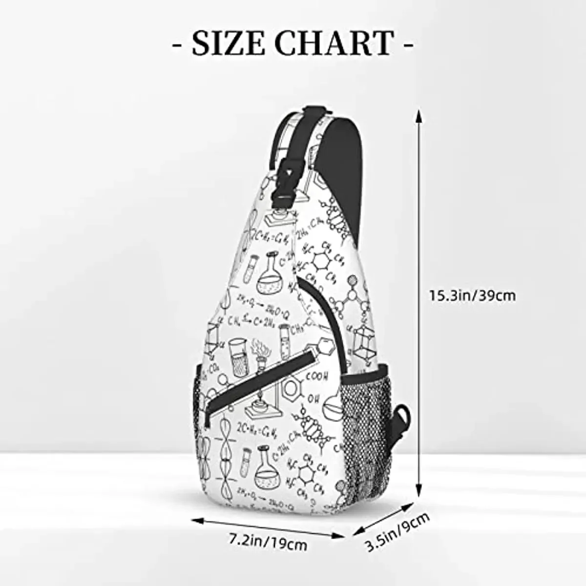 Chemie Print Cross Borst Tas Diagonaal Multipurpose Crossbody Schoudertas Reizen Wandelen Daypack Casual Polyester