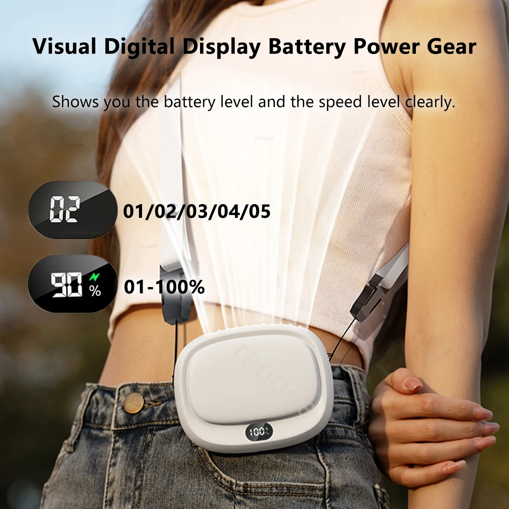 Ventilador de cintura portátil recarregável mini pendurado pescoço ventilador 5 velocidade ajustável ao ar livre ventilador de cintura portátil mini pessoal pequeno ventilador