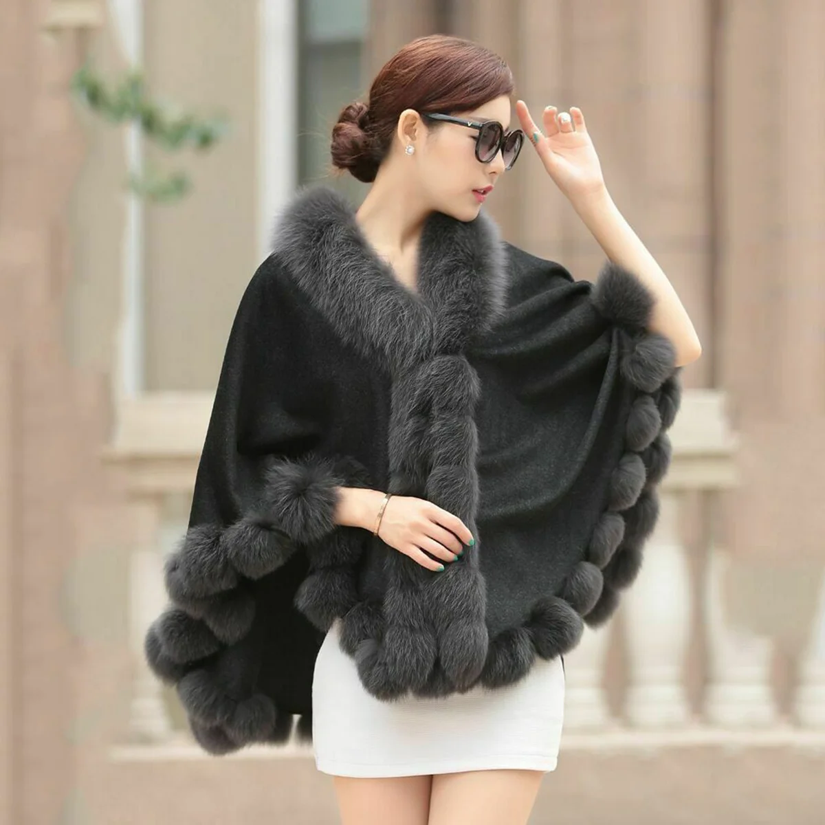 New Real Fur Bridal Shawl Mink Capes Wedding Party Wraps Fluffy Shawls Lady Vintage Dress Cloaks Coat For Women