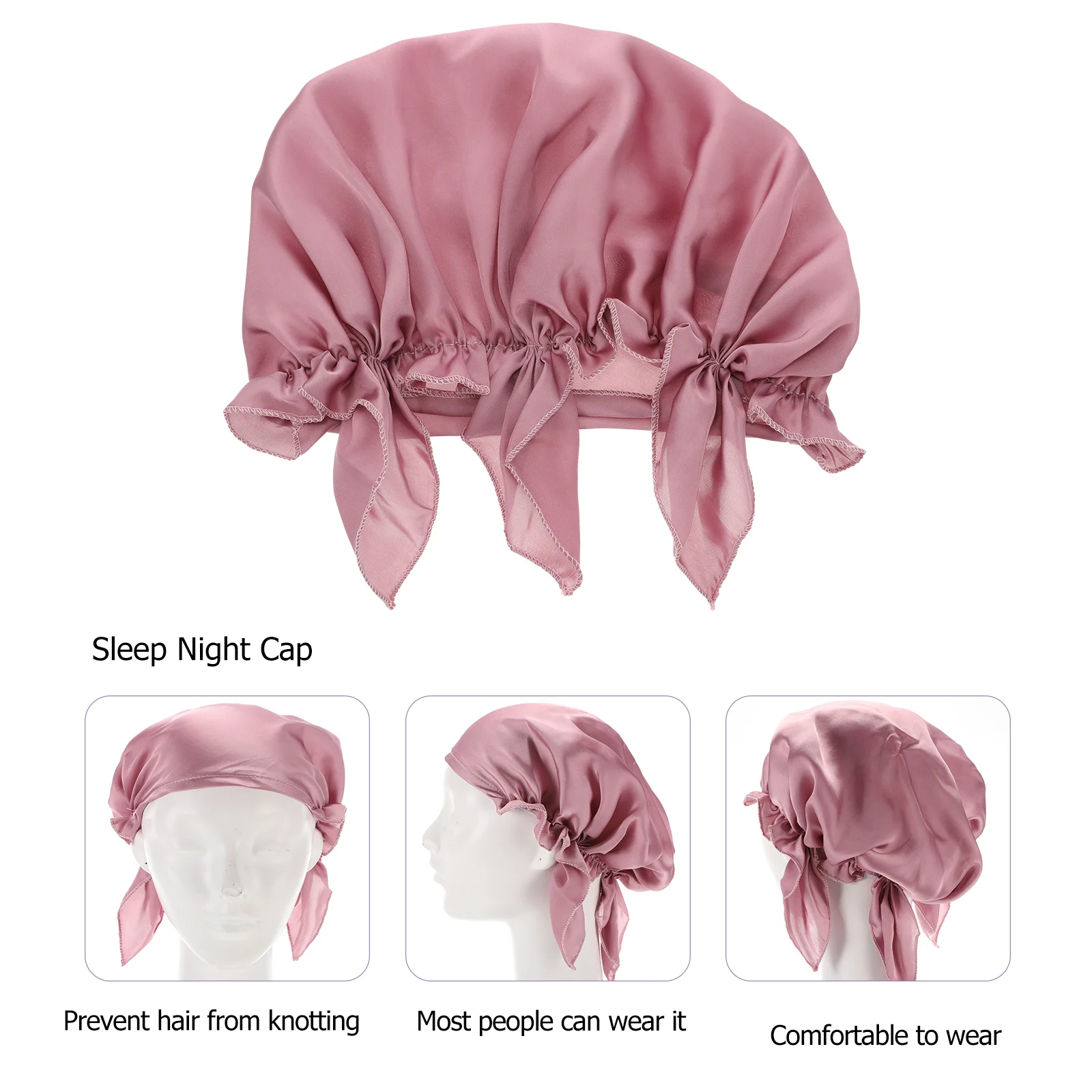 Imitation Silk Headscarf Maternal Caps Make up Adult Hat Satin Sleep Night Miss