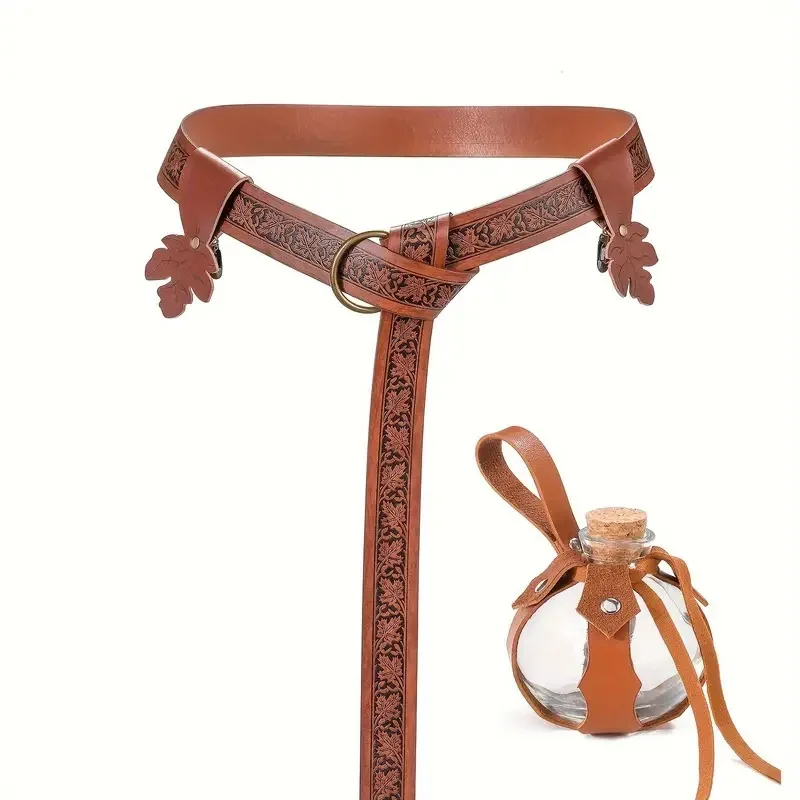 Falda medieval con cinturón, atuendo largo estilo renacentista, cinturón con estampado de hojas, accesorios para disfraz de fiesta de Halloween