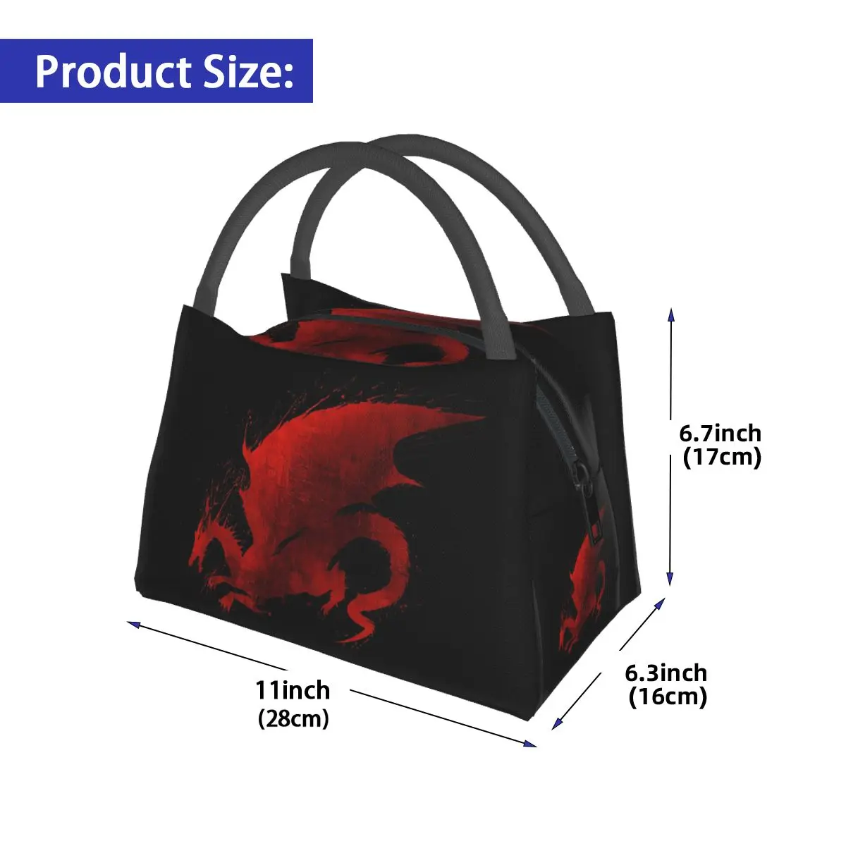 Dragon Age Origins Blood Dragon V2 Lunch Bag for Women Picnic Storage Food Boxes Container Cooler Thermal Lunch Box Tote