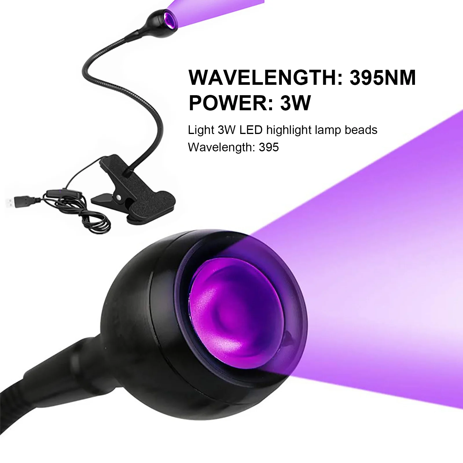 Lámpara de curado con pegamento UV - Luz violeta ultravioleta LED de 3 W para reparar teléfono