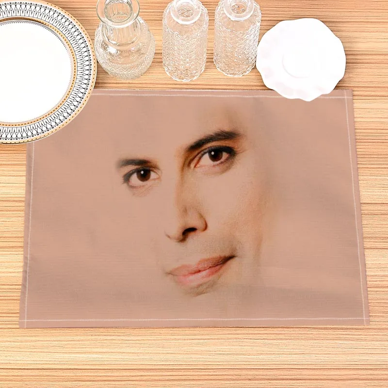 Freddie Mercury Placemat Cotton Linen Fabric Table Mats Family Dinner Tableware Kitchen Table Mat 30X40cm