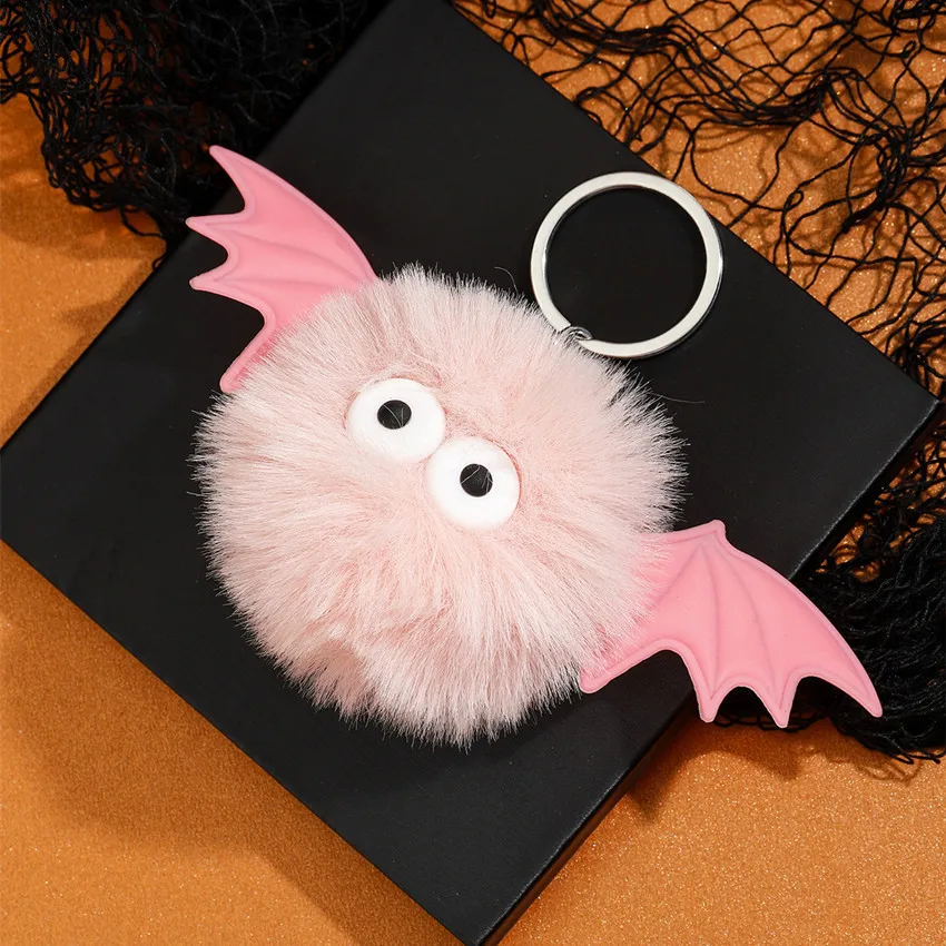 Halloween Cute Plush Bat Demon Keychain for Women Men Kawaii Accessories Keyring Gifts