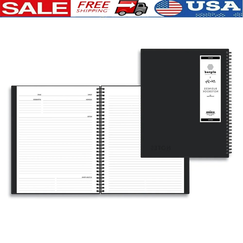 

Narrow Rule Professional Business Notebook Wirebound 78 Sheets Premium Durability Meeting Notes Agenda Action Items Black Cover