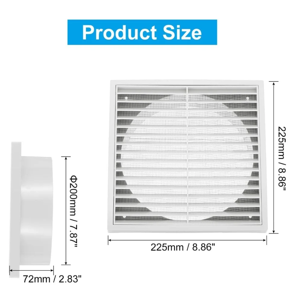 

Vent Grille 100mm 150mm Plastic Air Outlet For Wall Ceiling Exhaust Fan Dryer With Vermin Protection Mesh