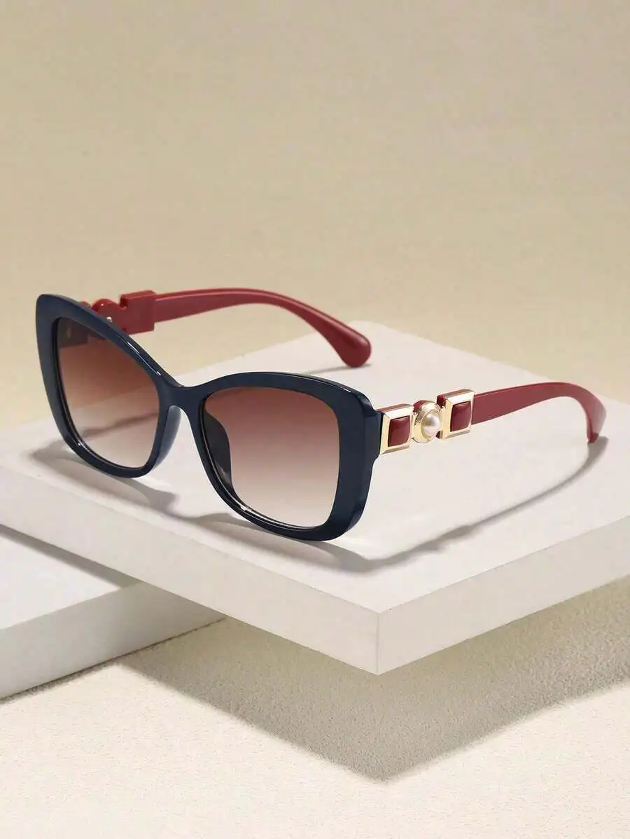 Pearl-Inspired Acrylic Cat-Eye Fashion Glasses, Basic Style For Autumn And Winter, Suitable For Both Business And Casual Wear. view 3