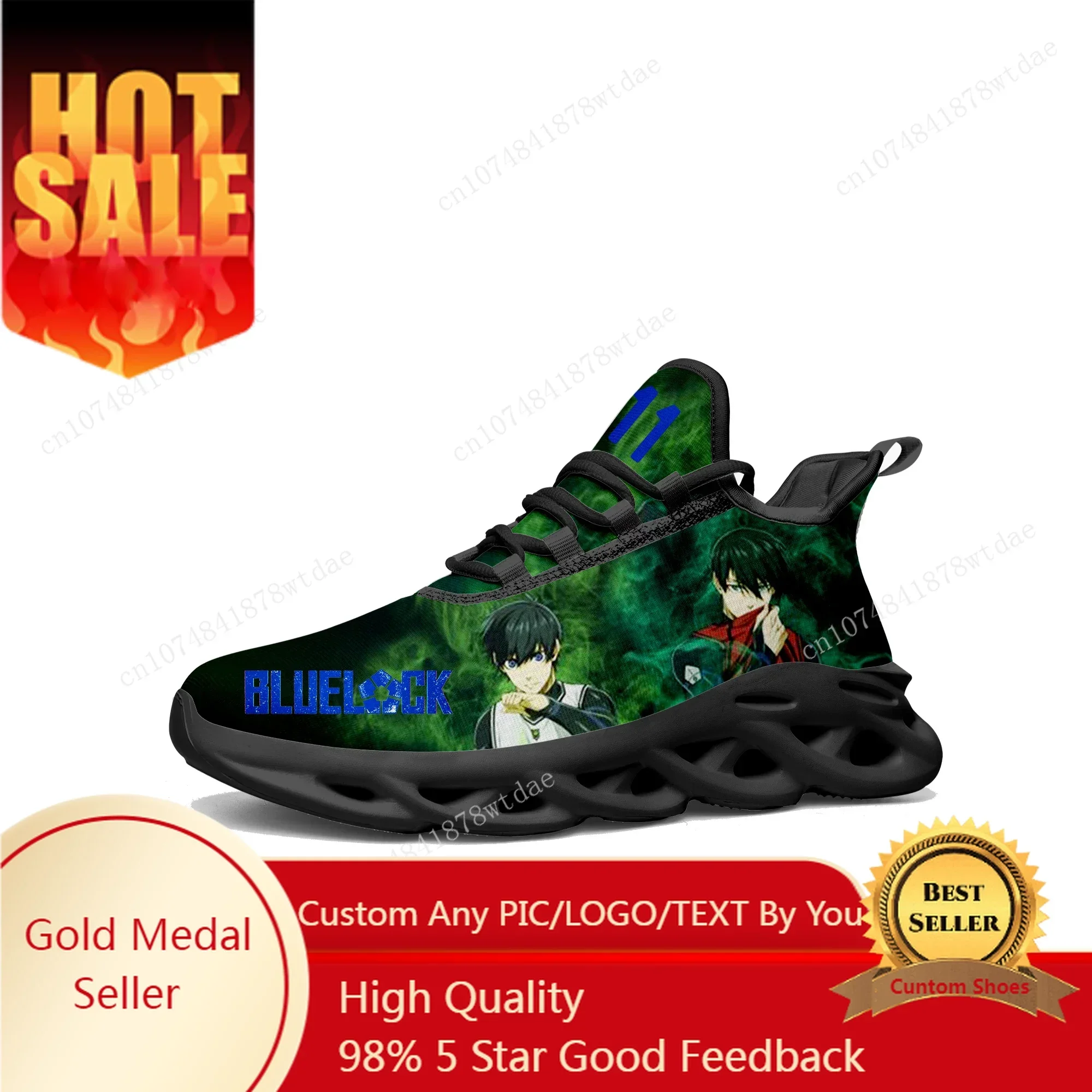 

Blue Lock Flats Sneakers Mens Womens Teenager Sports Running Shoes High Quality Yoichi Isagi Anime Custom Lace Up Mesh Footwear