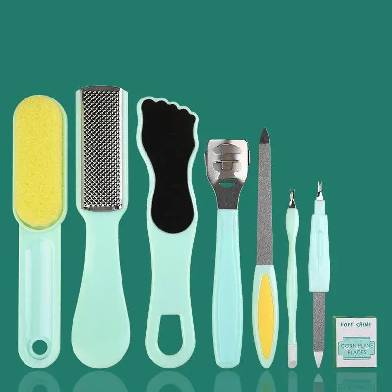 8pcs/Set Pedicure Kit Stainless Foot Care Tools Callus Remover Scraper Pedicure Rasp Tools Manicure Nails