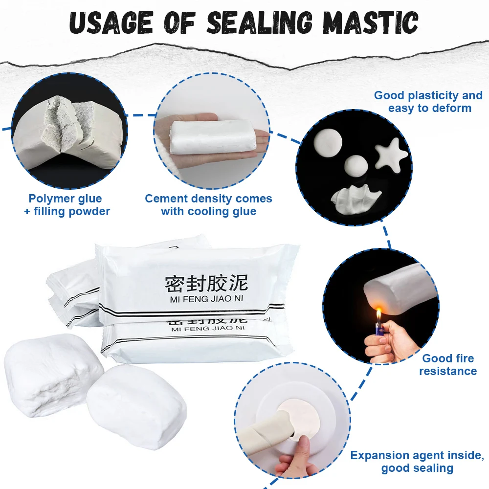 2/5pcs Wall Hole Sealant Waterproof Sealing Solid Glue for Sewer Pipe Wall Hole Repair Household Tool Extra Strong Plugging Glue