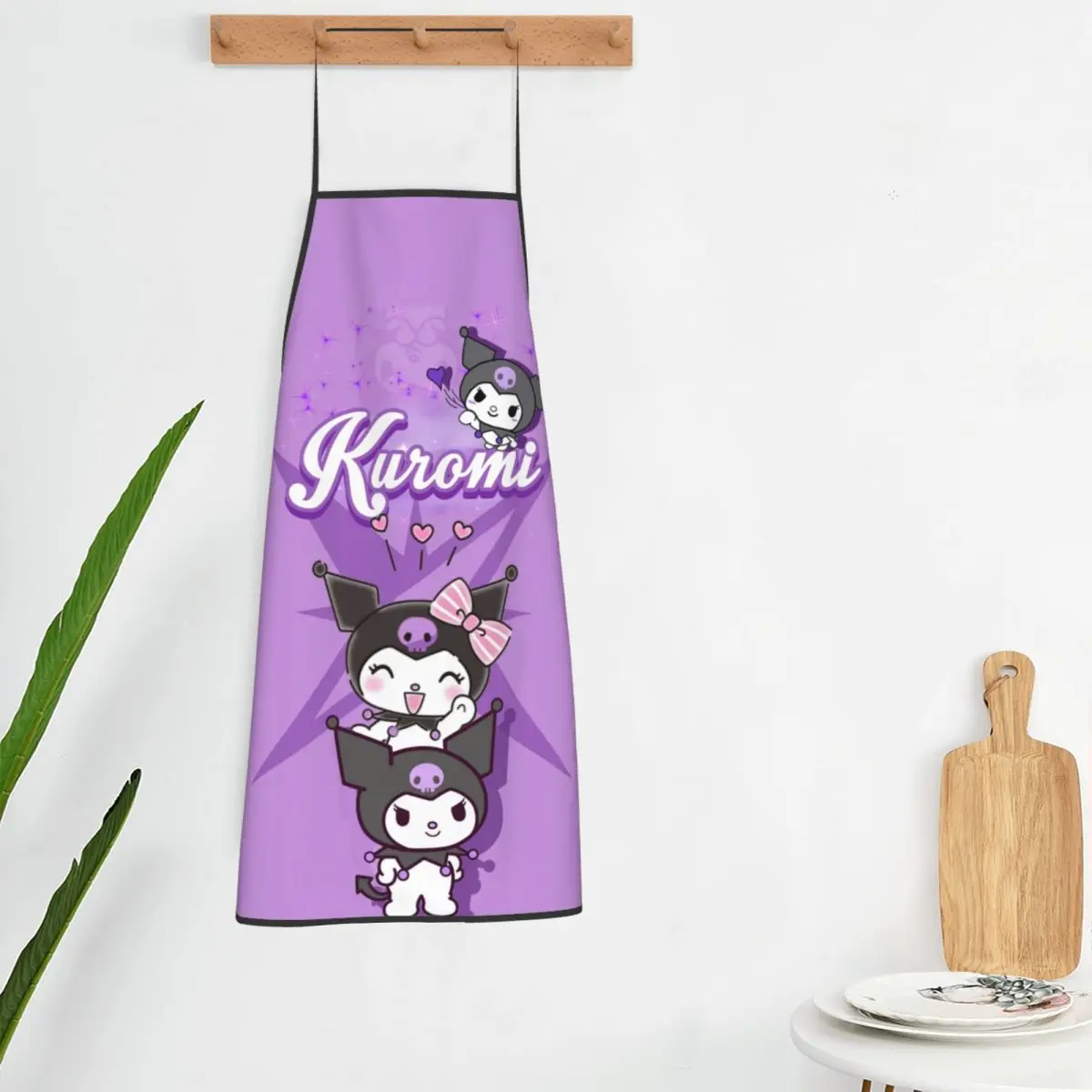 Custom Unisex Kuromi Anime Cartoon Kitchen Chef Cooking Baking Apron Women Men Tablier Cuisine for Painting