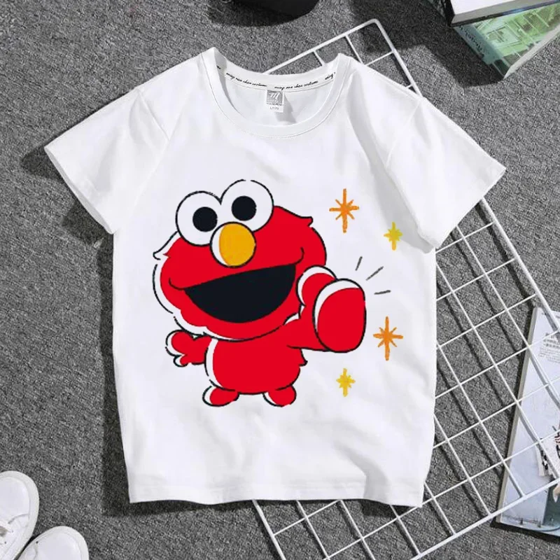 تي شيرت صيفي جديد للأطفال لعام 2025 تي شيرت للأولاد والبنات تي شيرت مطبوع عليه رسوم كرتونية Q-نسخة كوكي مونستر إيمو للأطفال