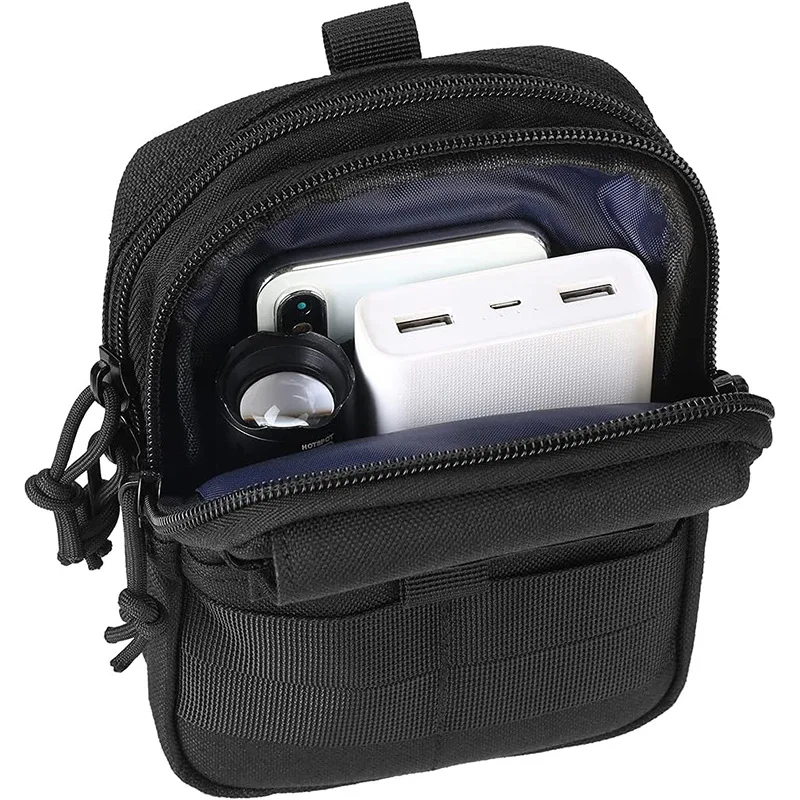 Double Layer Outdoor Tactical Utility Pouch Mobile Phone Waist Bag Molle Accessory Hanging Bag Multi-Functional Small Waist Bag