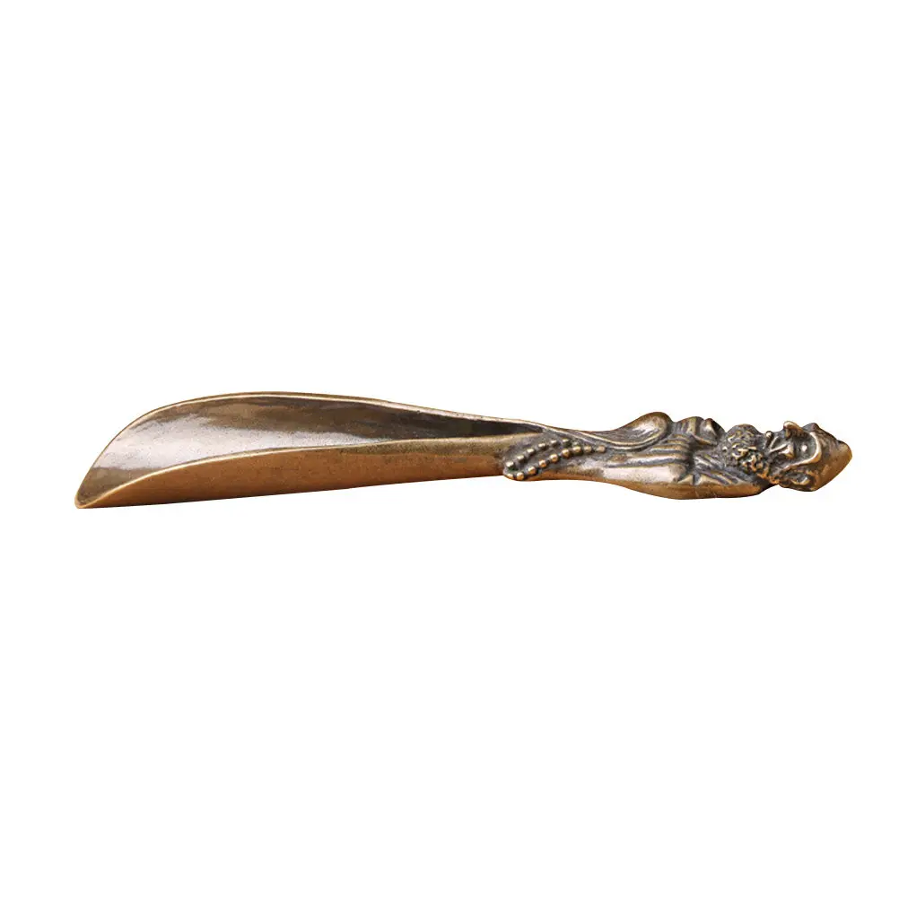 Brass Buddha Style Brass Tea Spoon Classical Scoop Multipurpose Housewarming Gift for Daily Use Classical Teaspoon