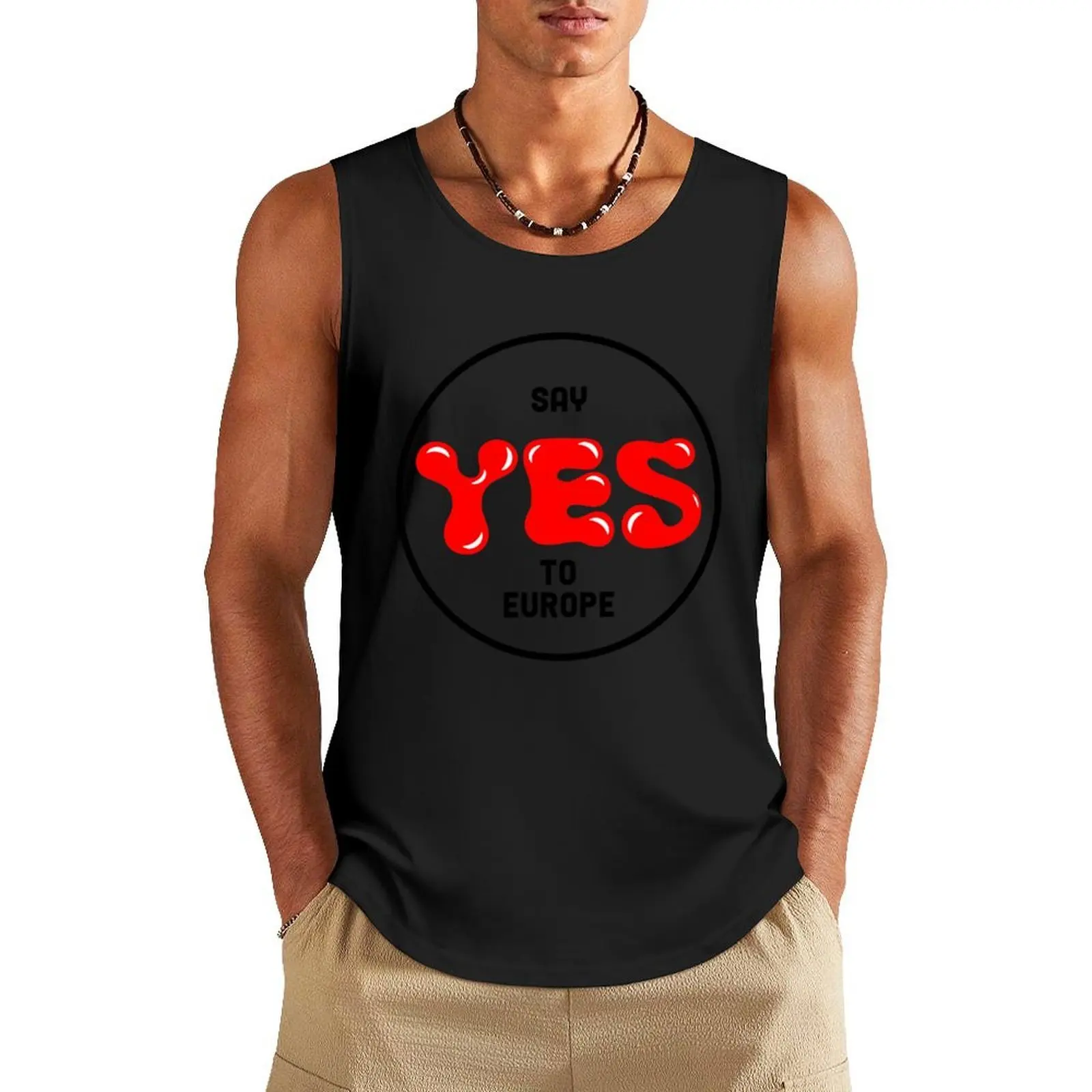

Say Yes To Europe Tank Top mens gym clothes Working vest Gym man