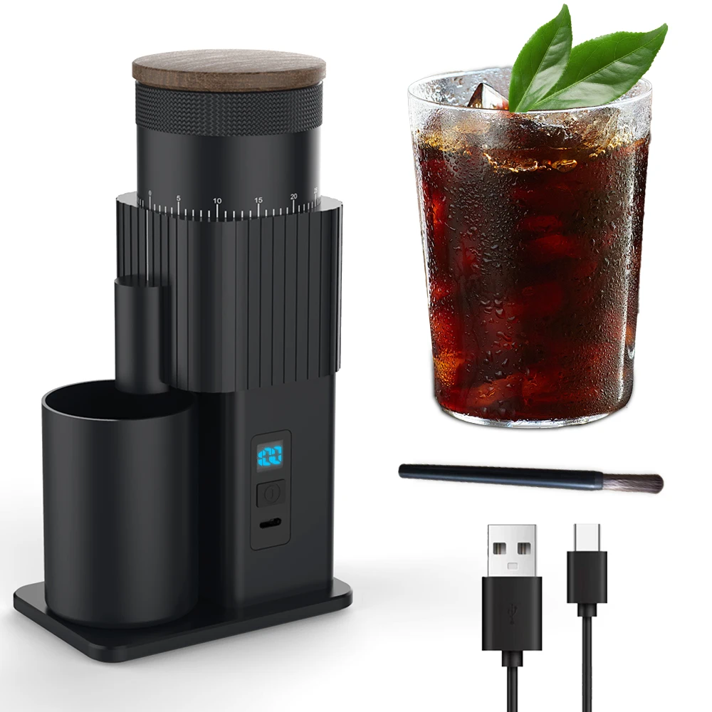 

Портативная кофемолка, электрическая кофемолка, регулируемая кофемолка с жерновами, перезаряжаемая от USB, подарок на Рождество и день рождения