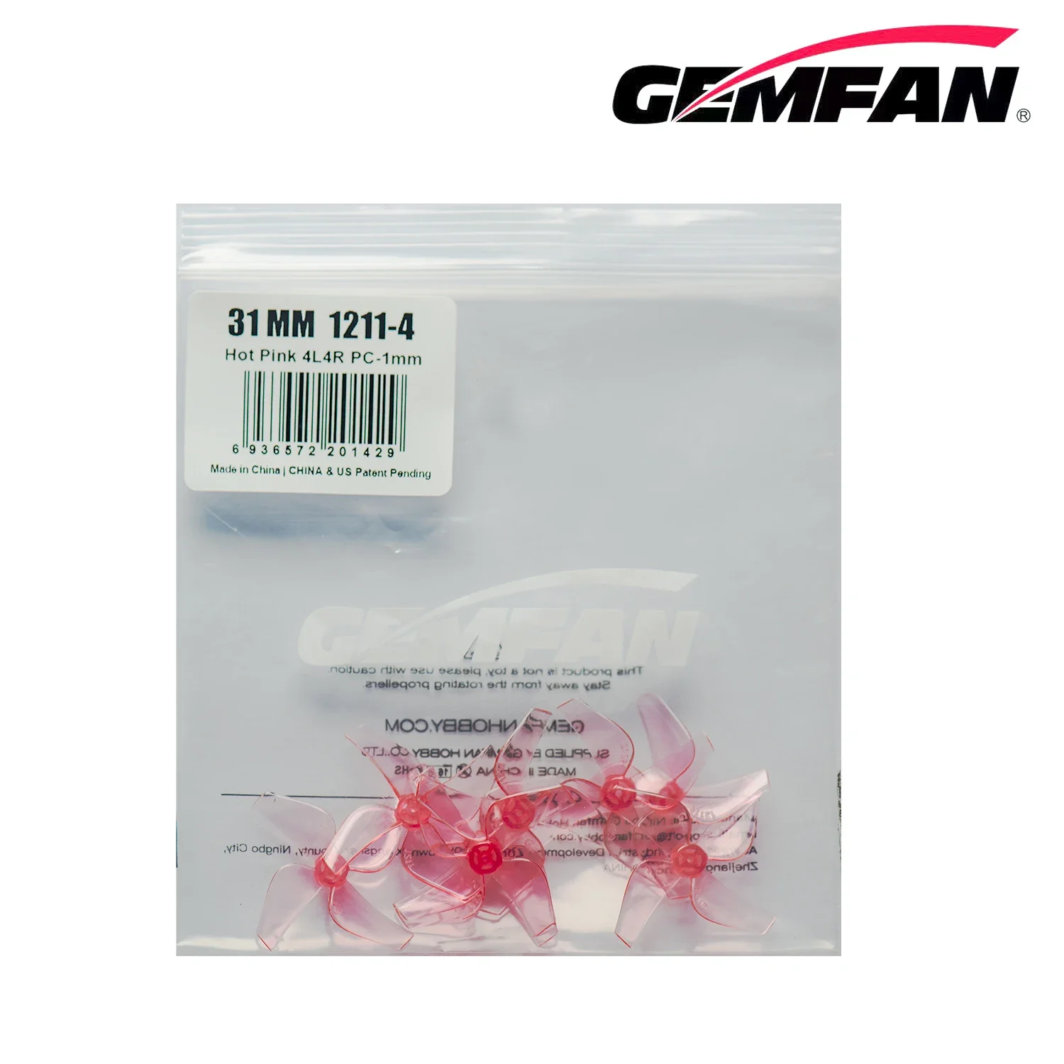 Gemfan 1211 Lightweight 31mm Quadcopter Props - 4-Blade Design for 0702 Mini Drone Motors - 16PC Pack