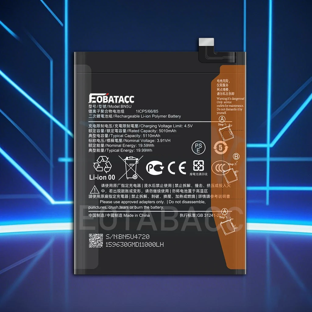 

2025 Years EOBATACC 100% New For Xiaomi Redmi Note 14 Note14 BN5U battery 5110mah +Free Tools