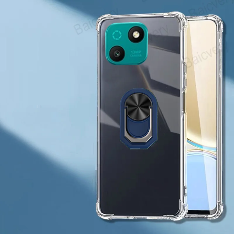 Para Wiko T10 Wiko T50 Wiko T3 funda protectora completa de silicona suave funda transparente soporte magnético para teléfono soporte para anillo de dedo
