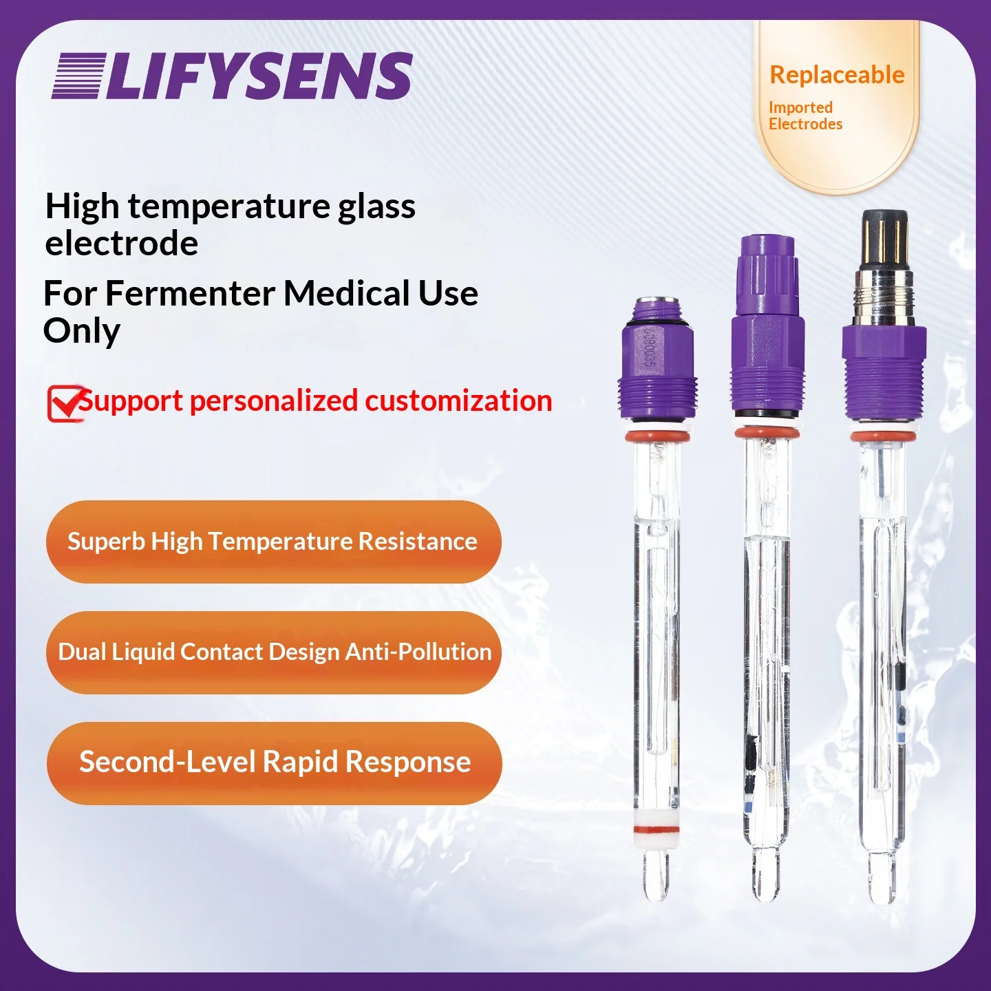 High-Temperature Industrial Online pH Glass Electrode Probe with Corrosion Resistance for Strong Acids and Alkalis