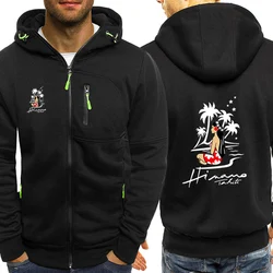 2024 Spring Autumn Men's Hinano Tahiti Beer Logo Print Fashion Solid Color Trendy Hooded Sweatshirt Cardigan Comfortable Hoodies